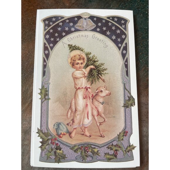 Vintage Victorian Christmas & New Year Postcards Set Girls Boys Santa Angels - Picture 3 of 11